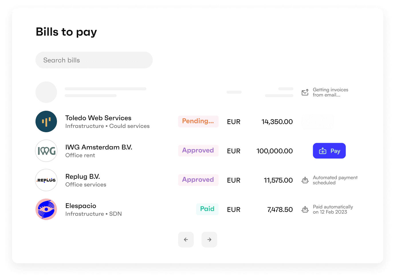 Collect all bills in one place